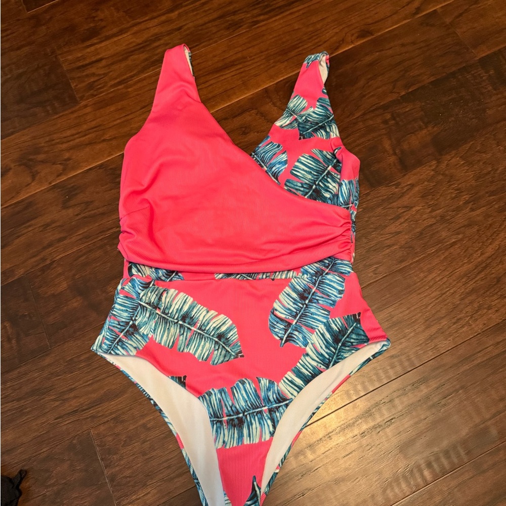 Tropical Leaf Print Swimsuit